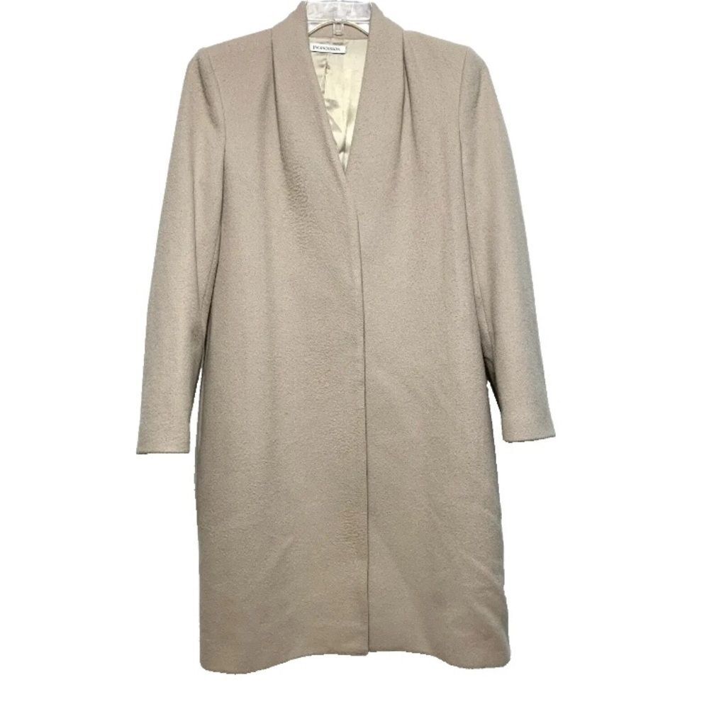 J.W. Anderson 100% Wool Long Coat Cream Beige Hidden Buttons Womens size US 8
